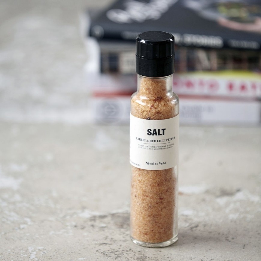 Salz Knoblauch und roter Chili Pfeffer
