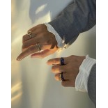 Ring- Balance Enamel in Silber mit Blau von Jeberg Jewellery