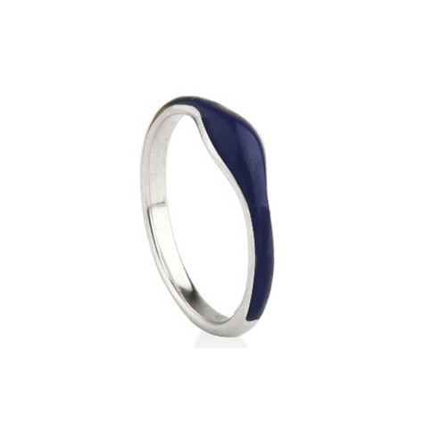 Ring- Balance Enamel in Silber mit Blau von Jeberg Jewellery