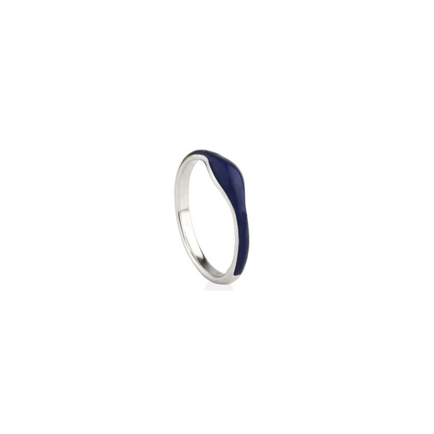 Ring- Balance Enamel in Silber mit Blau von Jeberg Jewellery