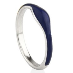 Ring- Balance Enamel in Silber mit Blau von Jeberg Jewellery