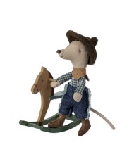 Cowboy Maus auf Schaukelpferd